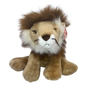 Ty Classic Regent Lion Plush Stuffed Animal Toy Brown‎ Mane Heart Tag